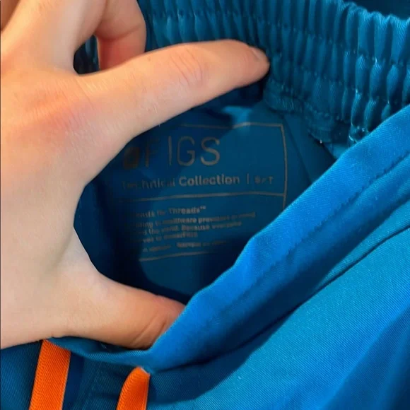 Figs Teal Scrub Set with Bright Orange Accents - Picture 2 of 6